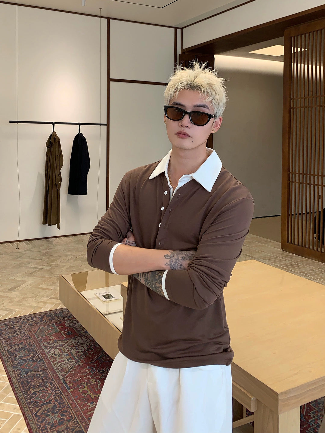 Casual Fit Long-sleeved Polo Shirt