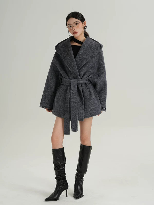 Belted Wool Wrap Jacket