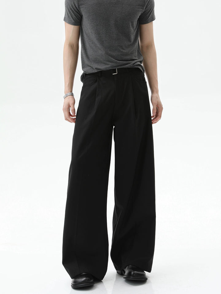 Detachable Belt Wide-Leg Casual Pants