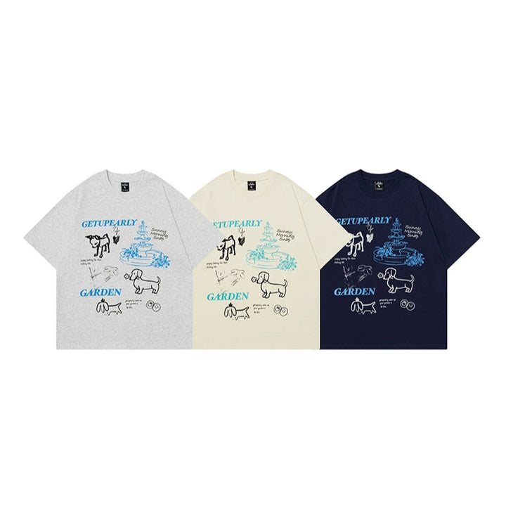 T-shirt ampia con stampa grafica e scollo rotondo 