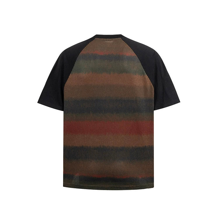 Gradient Striped Knitted Raglan Sleeve Pullover