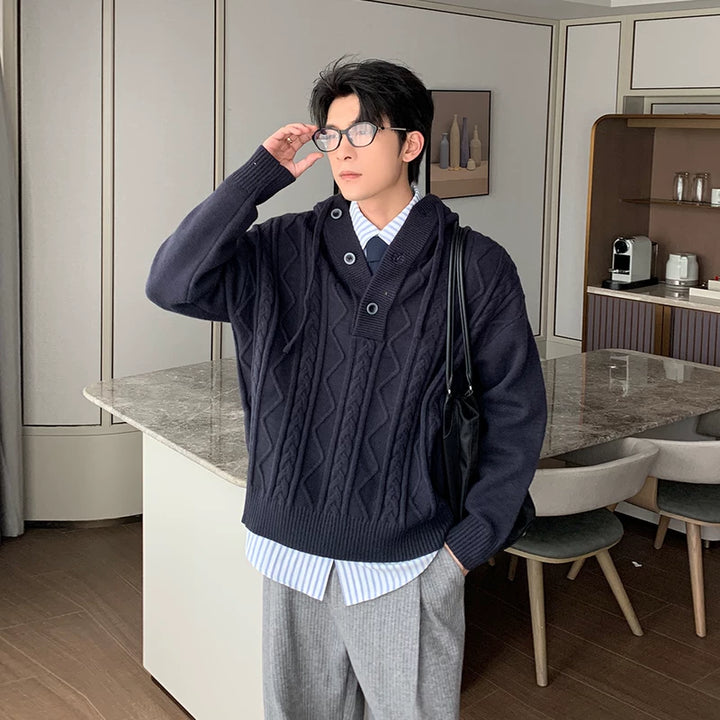 Cable Knit Hooded Sweater Pullover