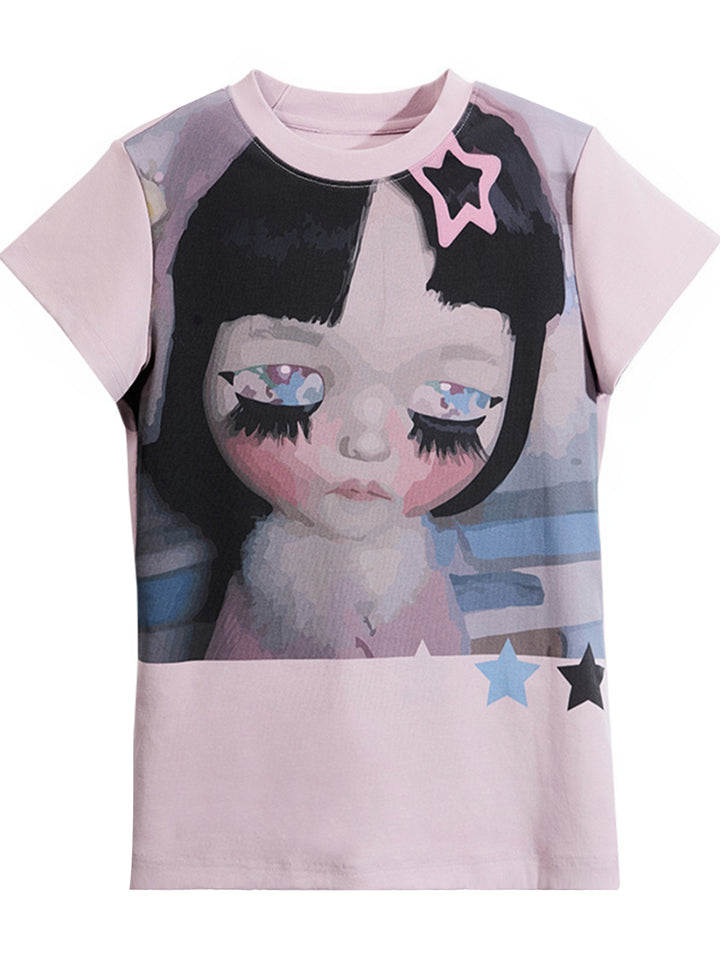 Camiseta Gráfica Slim Fit de Algodão com Manga Curta 