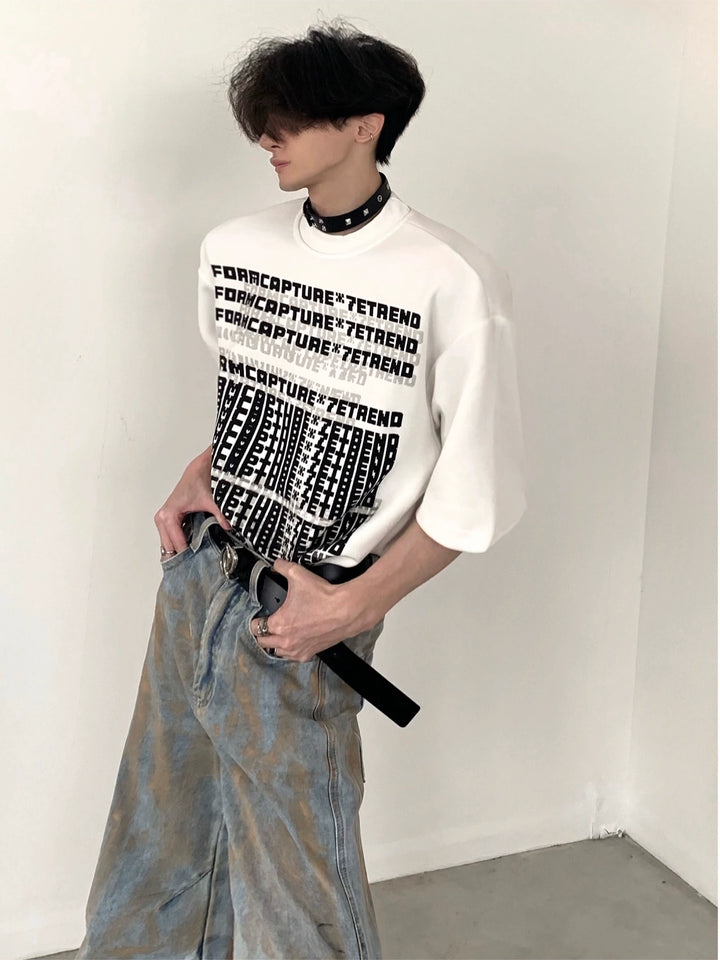 Camiseta de manga corta con estampado de letras gráficas 