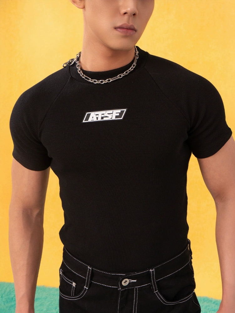 Slim Fit Strikket Kortærmet Pullover 