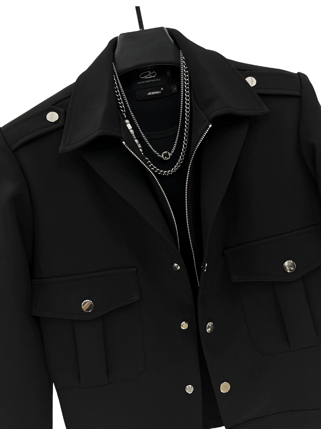 Double Collar Buttoned Short Jacket
