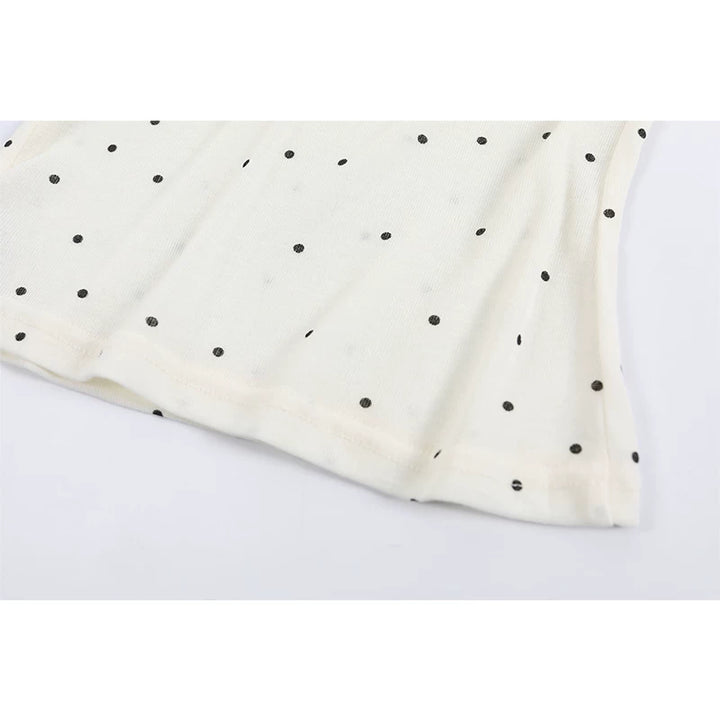 Polka Dot Ruffle Trim Long Sleeve Top