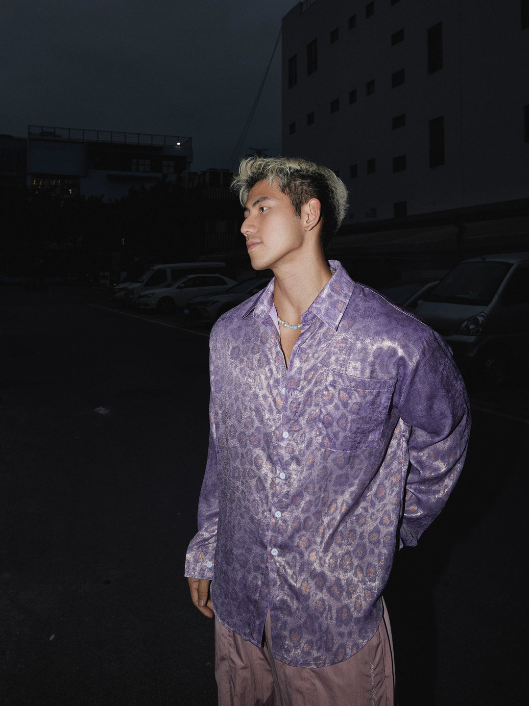 Purple Leopard Print Casual Shirt