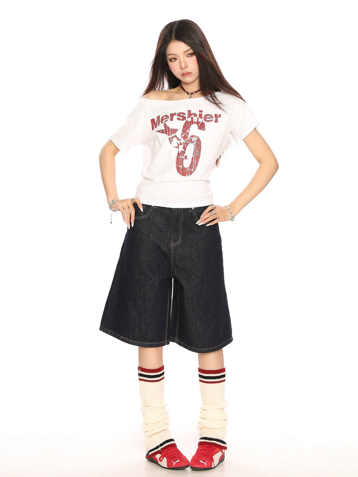 Distressed vida ben cropped denim byxor 