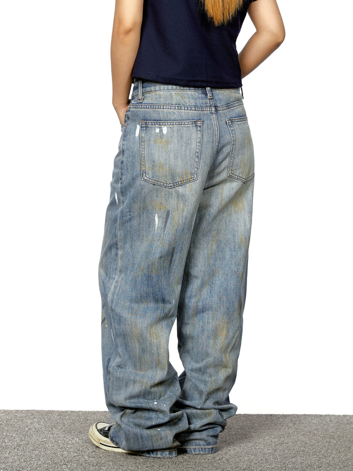 Ink Splash Graffiti Loose Straight Pants