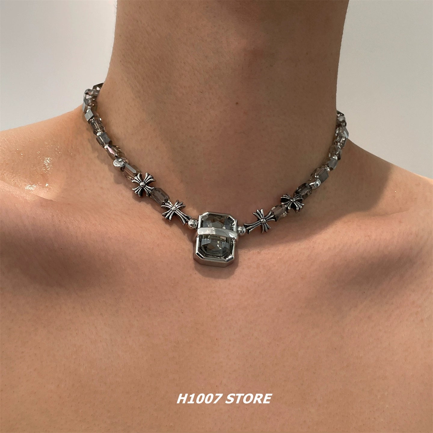 Gemstone Cross Pendant Necklace