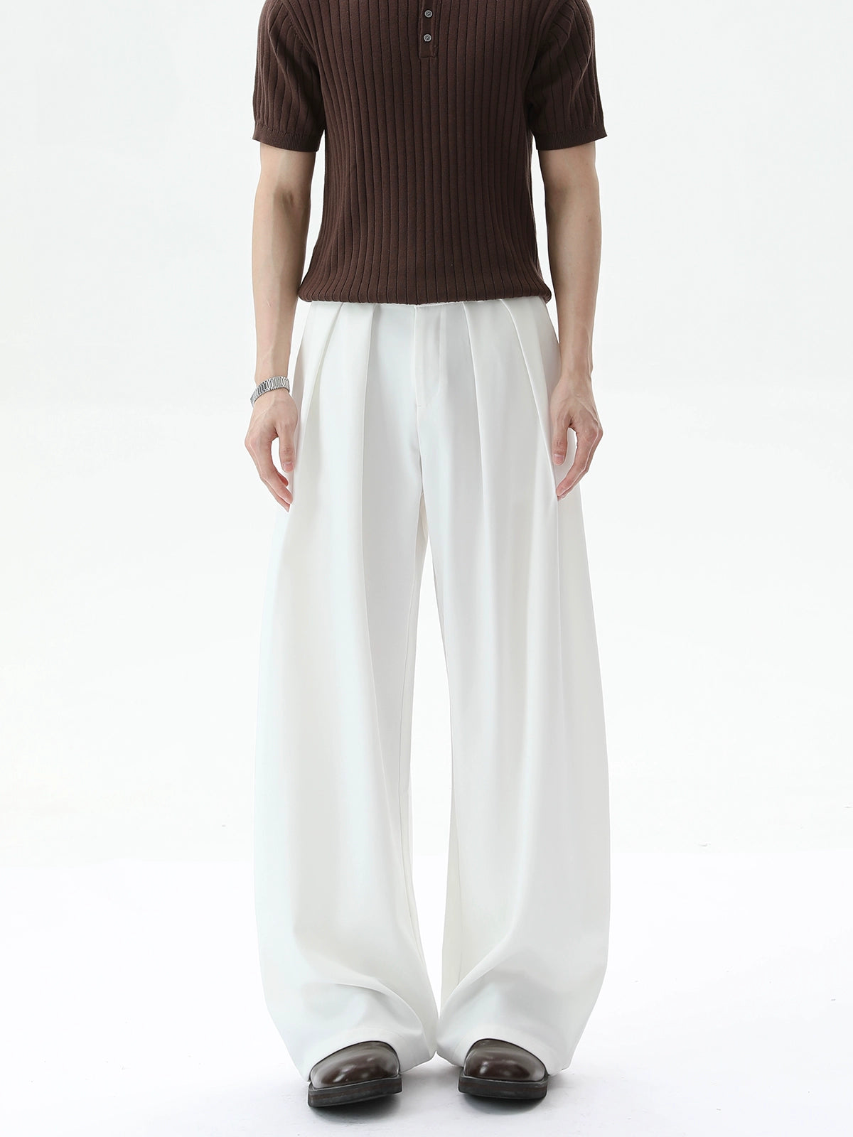 Pantaloni larghi casual drappeggiati 