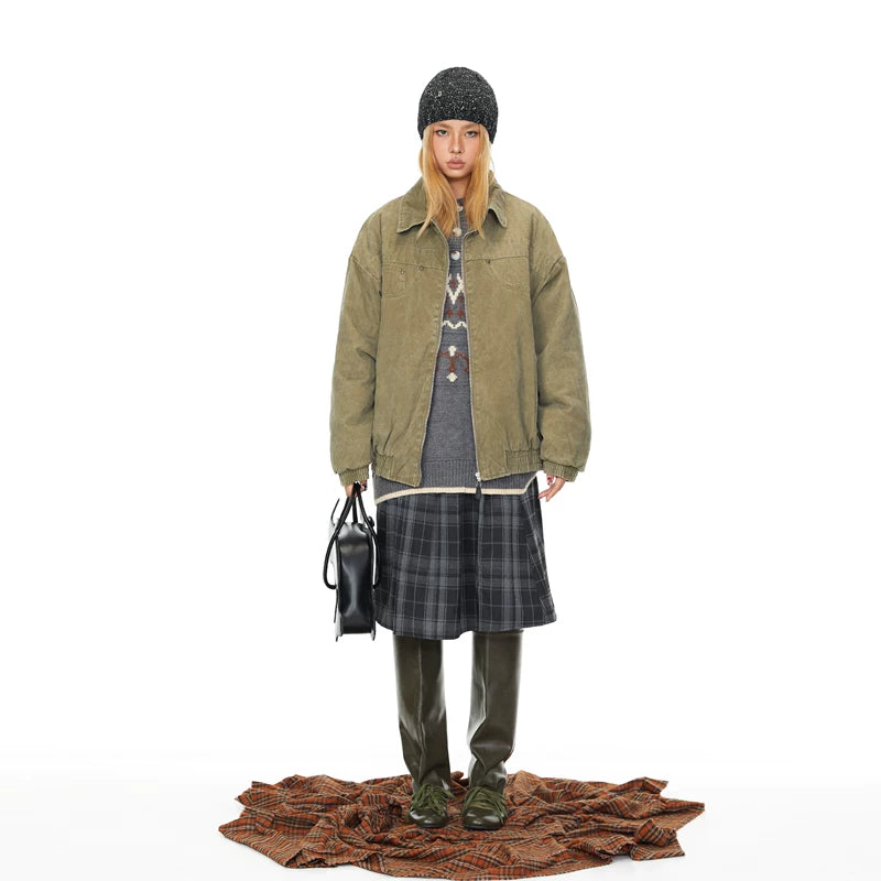 Distressed Cotton Workwear Loose Jacket