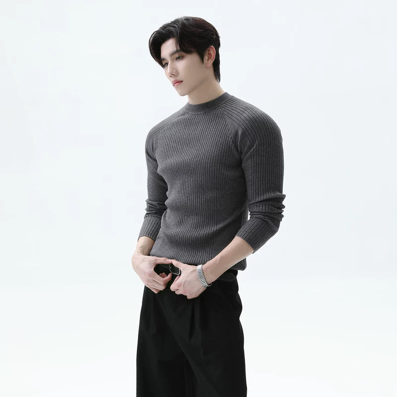Slim Fit Ribbed Knit Raglan Sweater