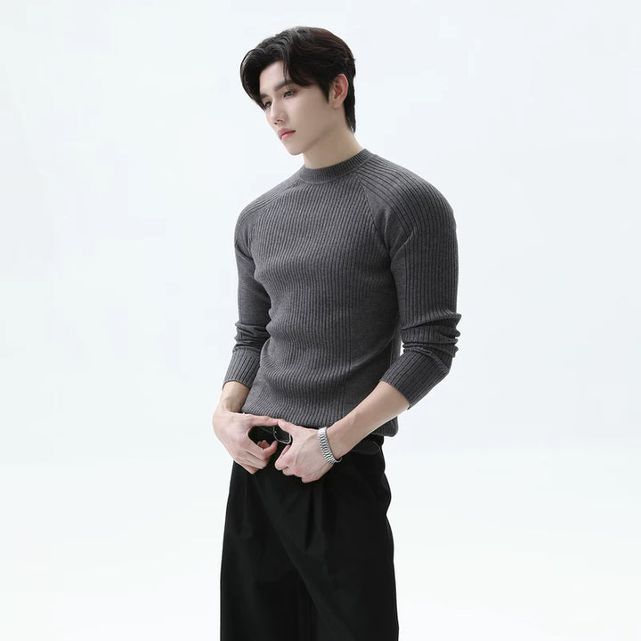 Slim Fit Ribbed Knit Raglan Sweater