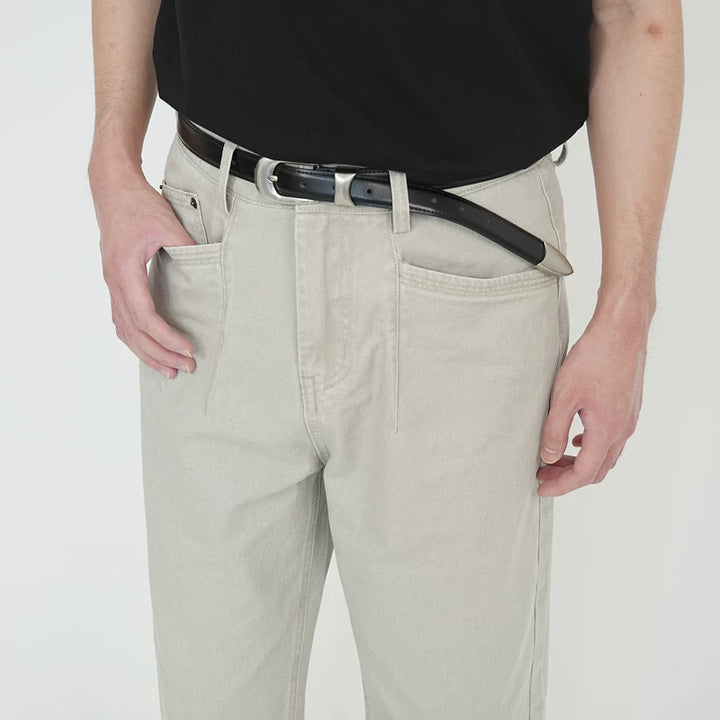 بنطلونات قطنية مستقيمة واسعة الساق 