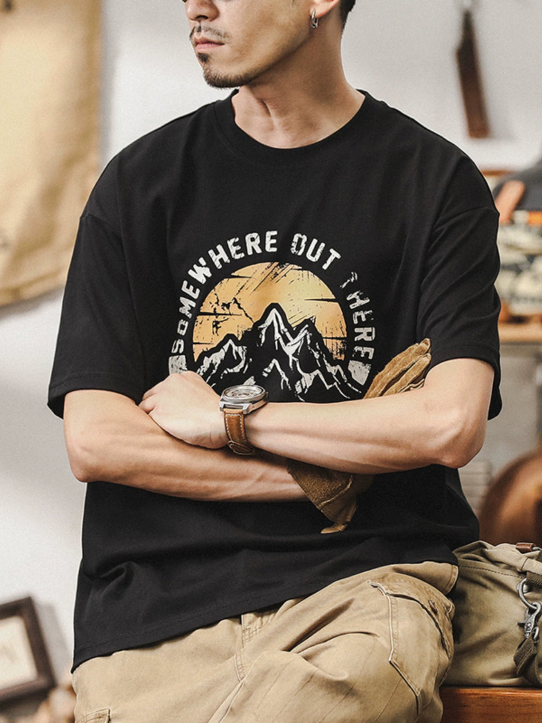 Outdoor Mountain Graphic Loose Fit T-shirt