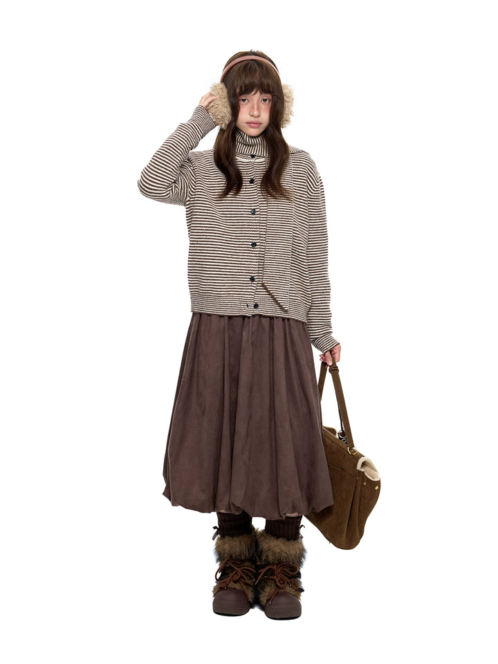 Striped Knit Scarf Cardigan