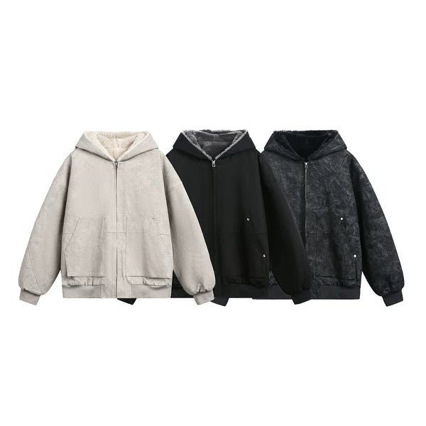 Hooded Fleece-Lined Cotton Jacket