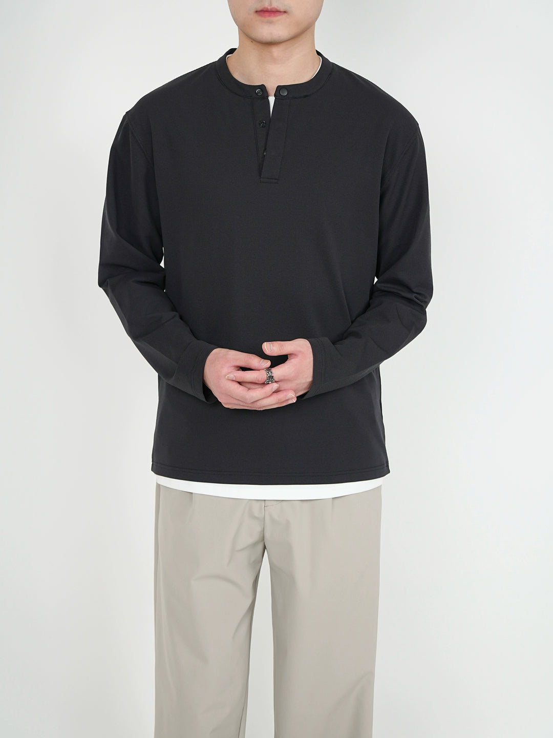 Henry Collar Long Sleeve Pullover