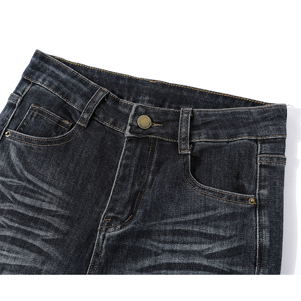 Retro Slim Fit Flared Jeansy w kształcie podkowy 