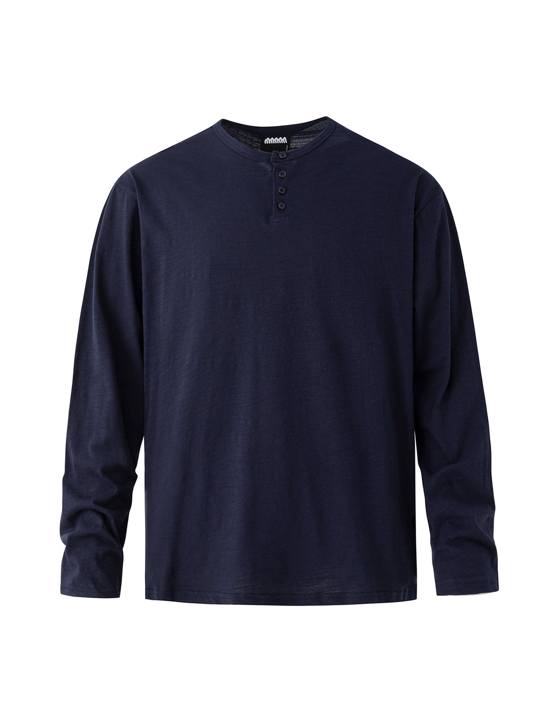 Bomulds langærmet Henley pullover skjorte 