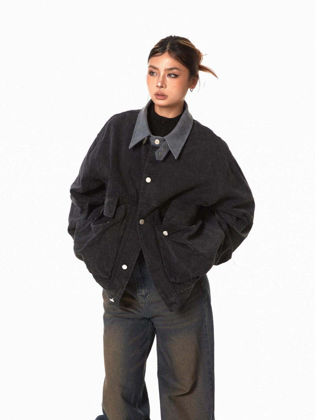 Lapel Patchwork Big Pocket Jacket