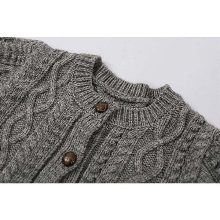 Cable Knit Round Neck Cardigan