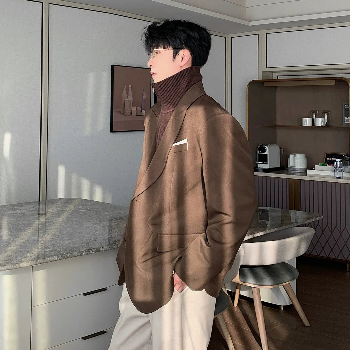 Two-piece Turtleneck Lined Blazer