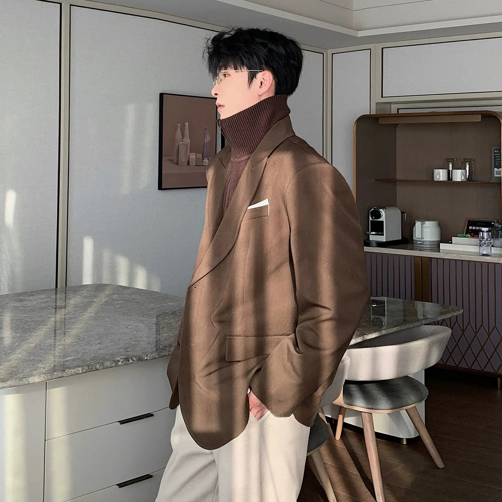 Two-piece Turtleneck Lined Blazer