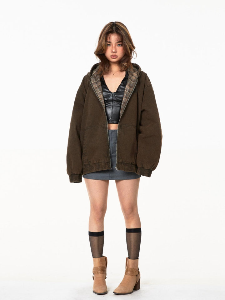 Loose Fit Retro Hooded Jacket