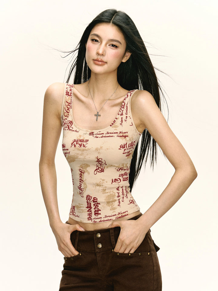 Retro Slim-Fit Printed Camisole Top