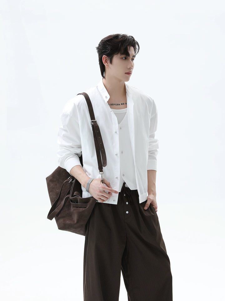 Stand Collar Long-sleeved Shirt
