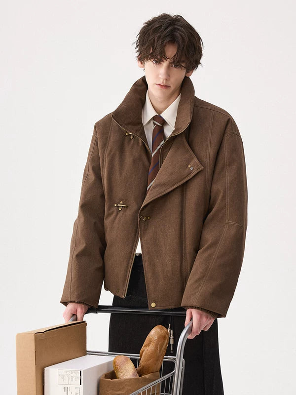 Chaqueta de solapa con botón de avión de algodón retro 