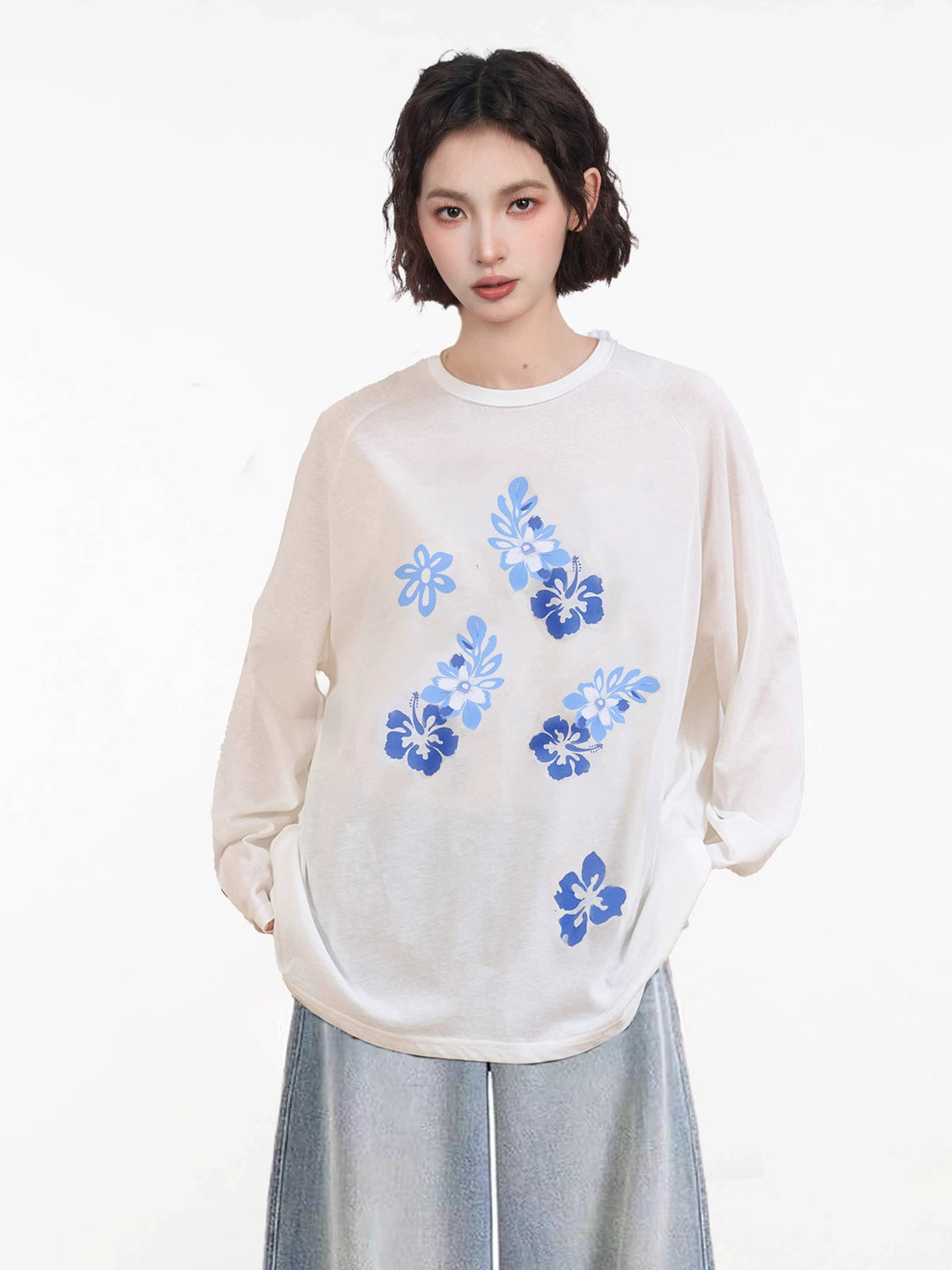 Floral Tulle Sun Protection Long Sleeve Top