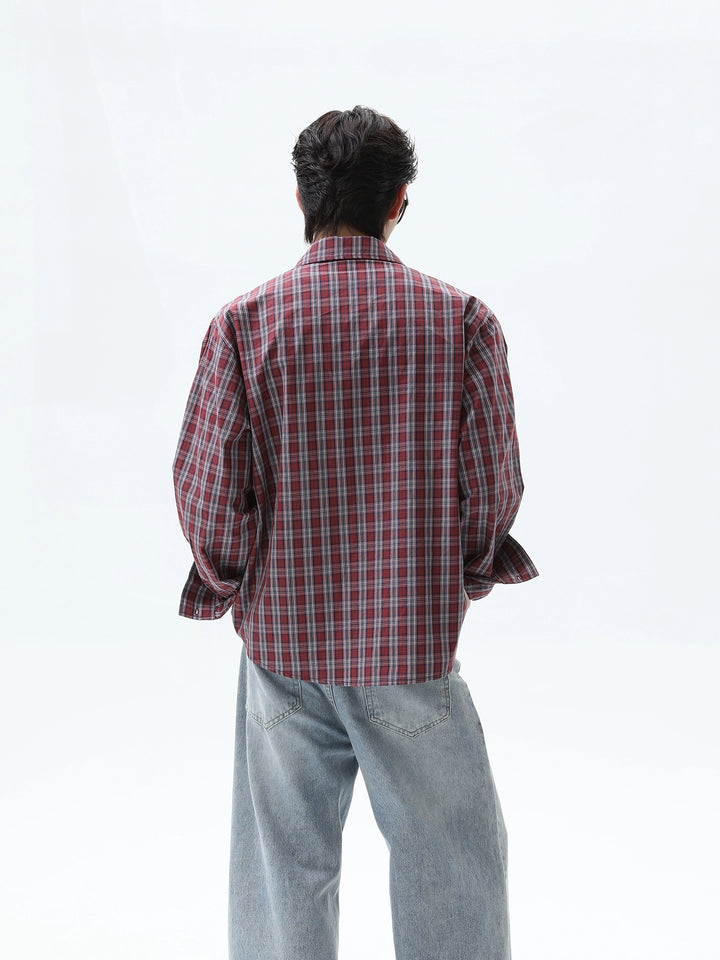 Chemise à manches longues en plaid à coupe décontractée 