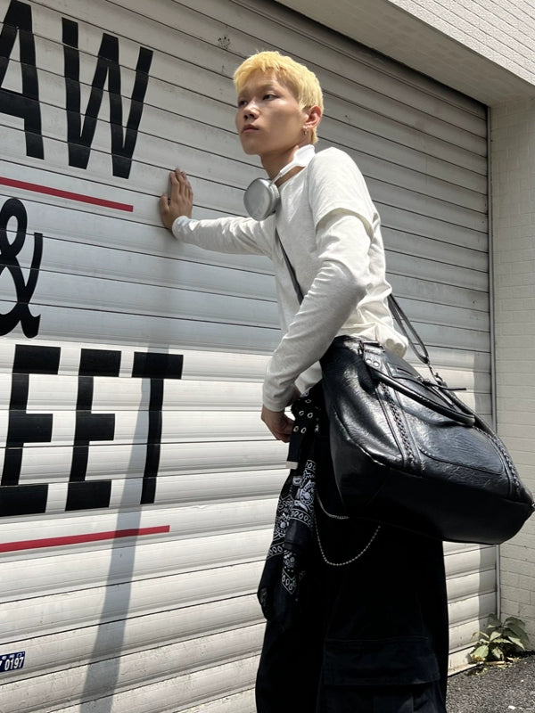 Faux Leather Shoulder Tote Bag