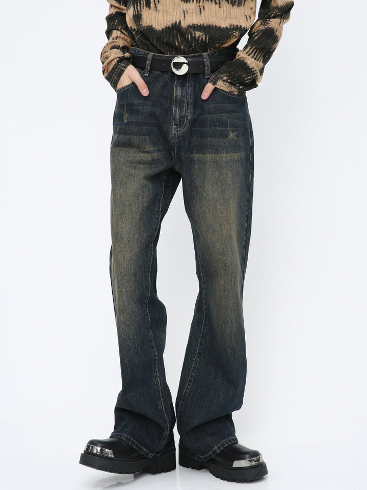 Retro gewaschene ausgestellte Jeanshose 