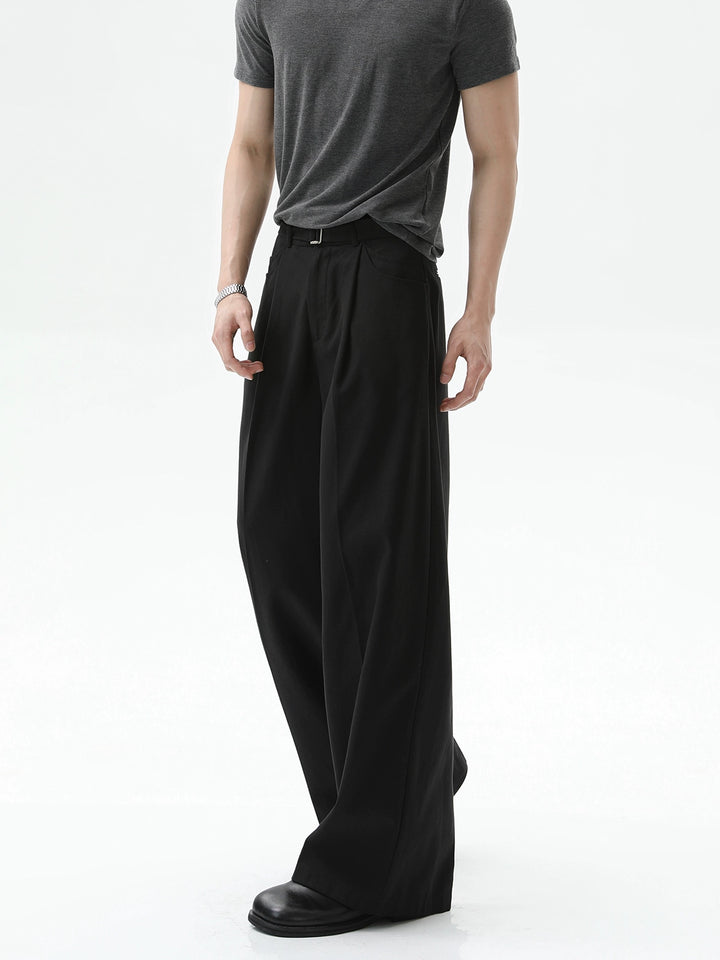 Detachable Belt Wide-Leg Casual Pants