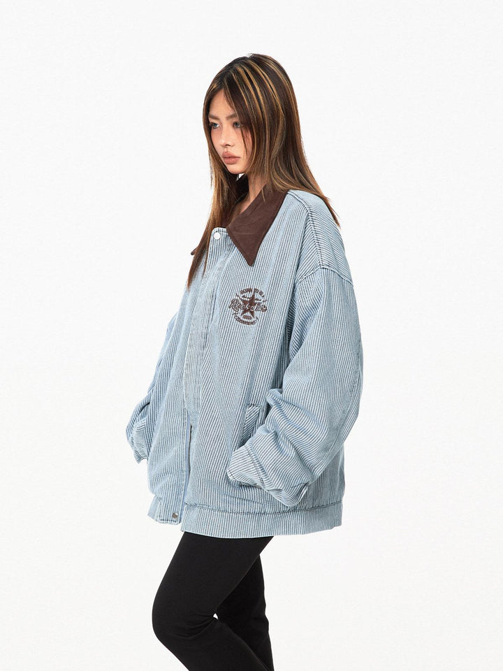 Retro Striped Denim Jacket