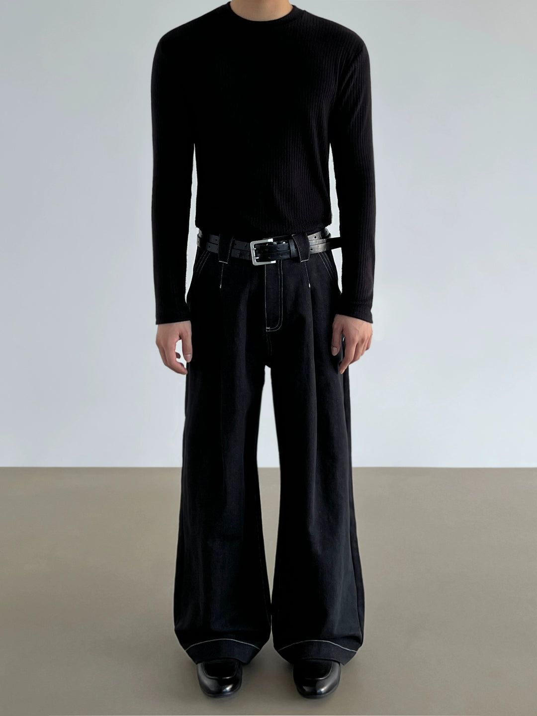 Pantalons amples en drapé A-Line avec couture exposée 