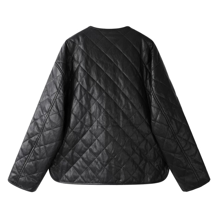 Chaqueta de cuero forrada de forro polar acolchado 