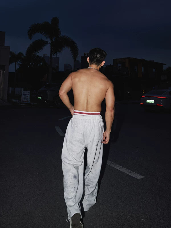 Pantalones de chándal rectos con impresión de letras retro 