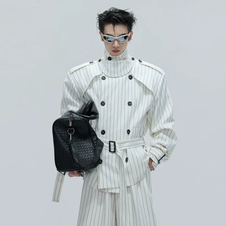 Striped Loose Trench Coat and Pants (sold separately)
