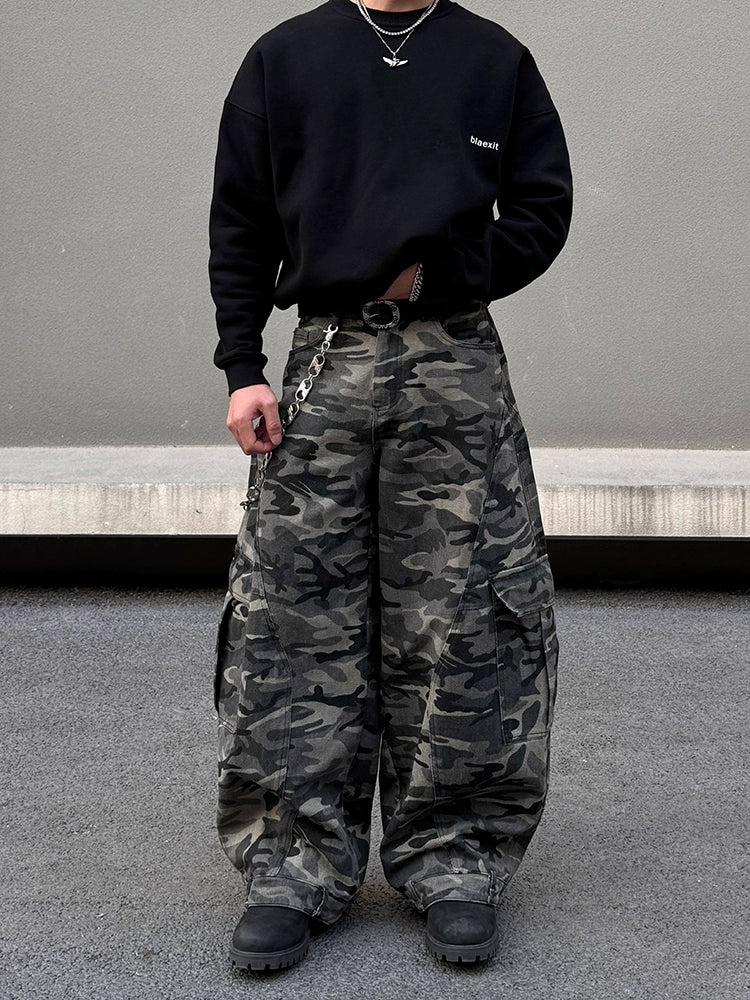 Tarnung Baggy Weitbeinige Cargo-Hosen 