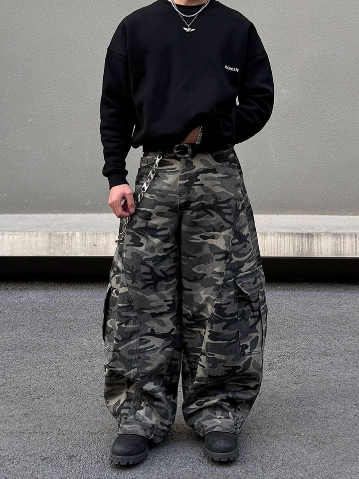Tarnung Baggy Weitbeinige Cargo-Hosen 