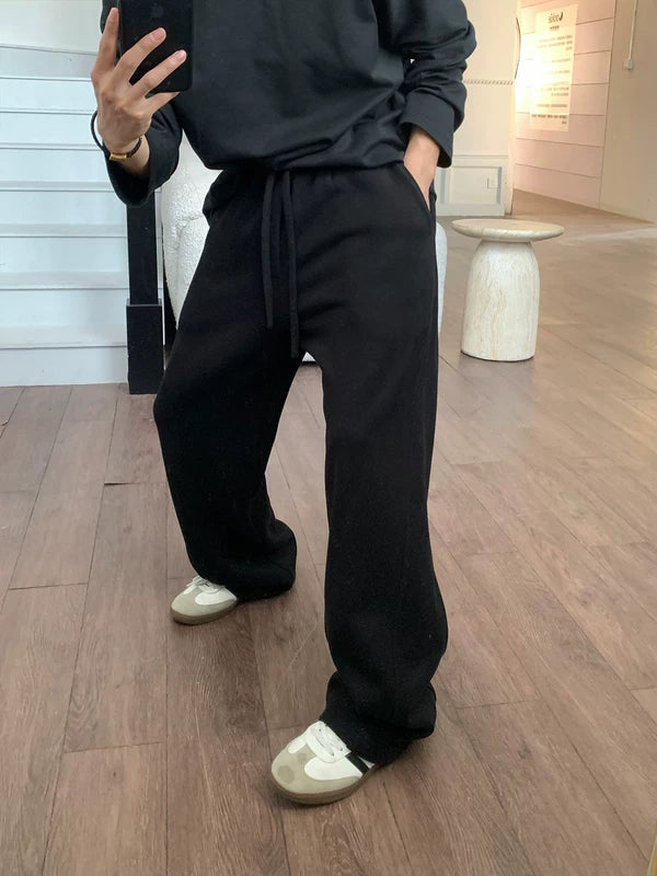 루즈 곡선 블레이드 바닥 길이 스웨트팬츠 