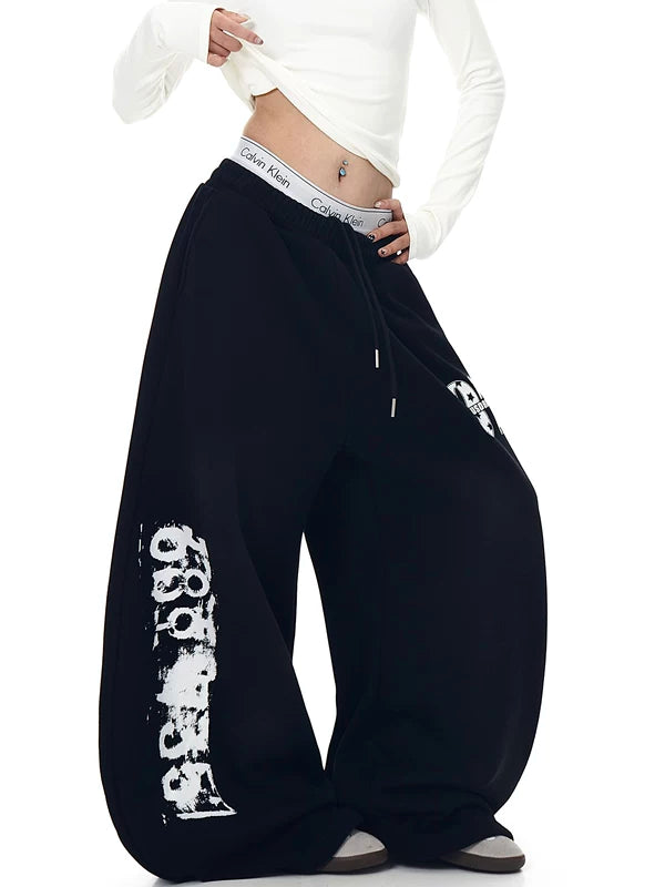 Gradyanlı Yıkanmış Geniş Paça Polar Eşofman Altı 