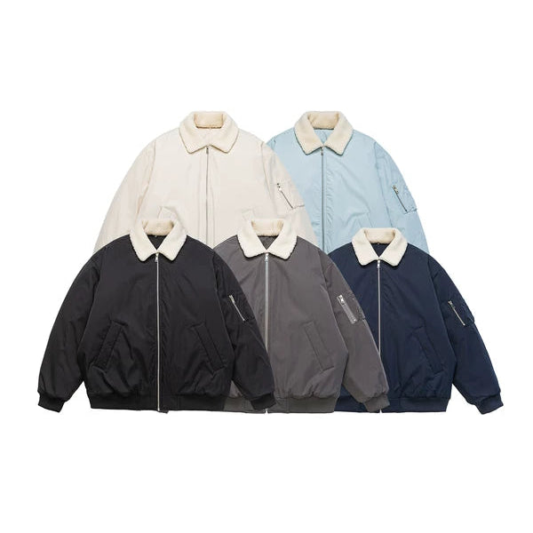 Chaqueta bomber de invierno con cuello de forro polar desmontable 