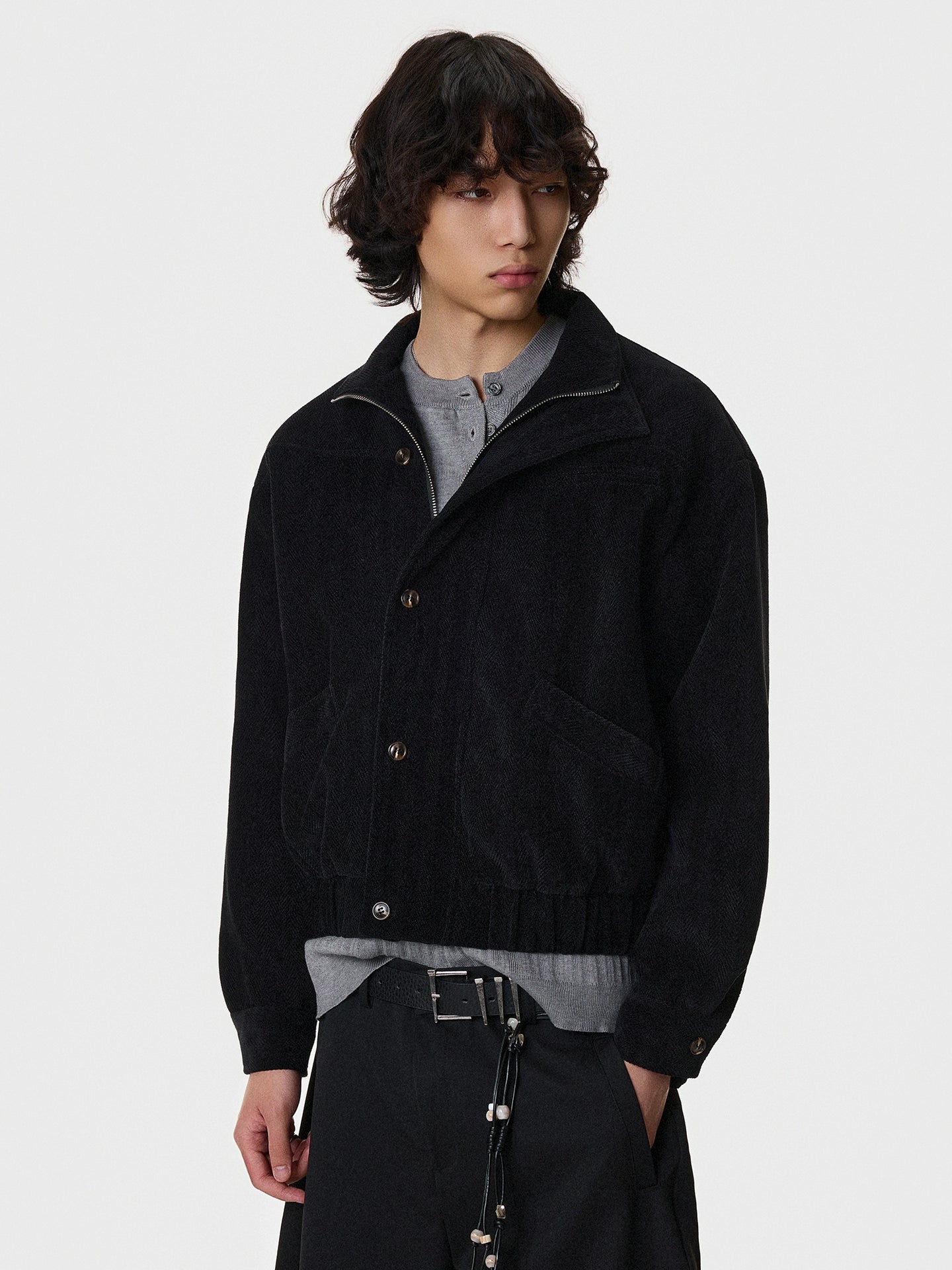 Korduroy Kısa Harrington Ceket 